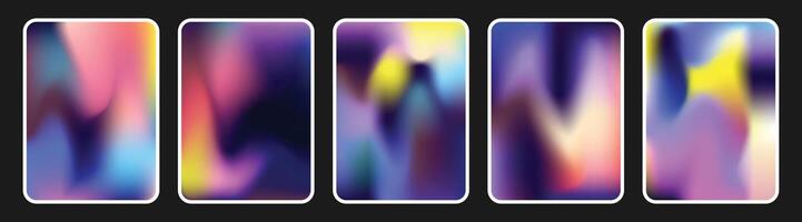 Colorful gradient background template set. Abstract blurred smooth backdrop. Liquid modern and trendy cover templates. vector