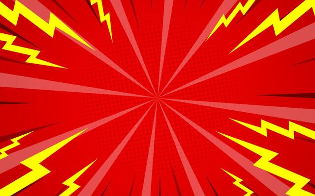 Comic red design background with lightning