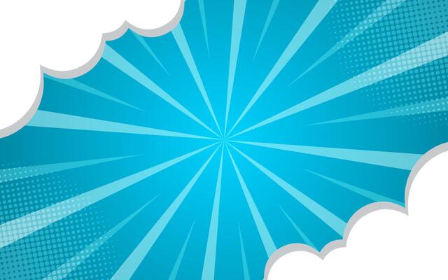 comic background with Cloud, sun burst and halftone