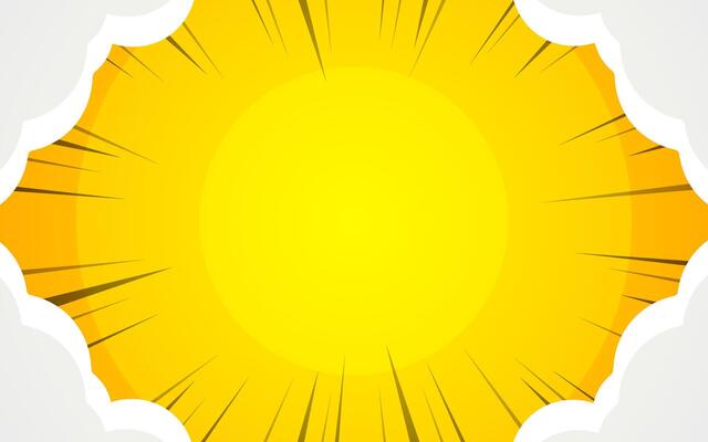 Yellow comic background with Cloud, sun burst and halftone