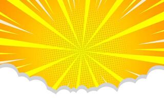 abstract background with light of sunburst. yellow starburst with halftone. sun ray retro background vector