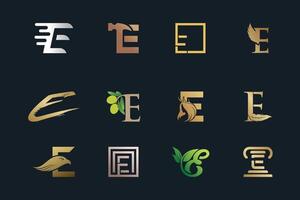 Set bundle letter logo design for initial unique style Premium vector