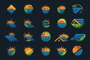 Set bundle solar logo design collection with unique element idea vector