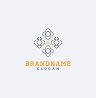 Ornament Square Logo Template. Abstract Frame Element. Outline geometric emblem design vector