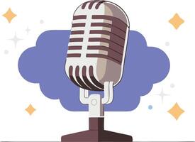 Vintage microphone with a classic design, symbolizing music, performance, and broadcasting vector