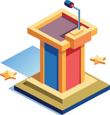A podium with a microphone symbolizing leadership and public speaking in politics