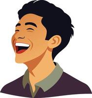 Man laughing with a wide smile, symbolizing joy, happiness, and positivity vector