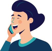 Man talking happily on the phone, symbolizing communication, joy, and connection vector