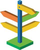 A colorful signpost showing different directions symbolizing choices and guidance vector