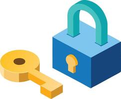 A lock and key symbolizing security and protection in a digital context vector