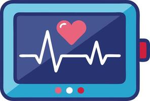 Heart rate monitor with pulse displayed on a screen in a medical illustration vector