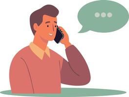 Man talking on the phone, symbolizing communication, connection, and conversation vector