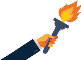 Torch with flames being held in hand symbolizing victory and strength vector
