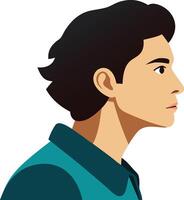 Man looking ahead thoughtfully, symbolizing contemplation, thinking, and focus in illustration vector