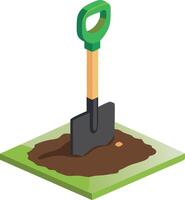 A shovel in the ground symbolizing groundwork, foundation, and construction vector