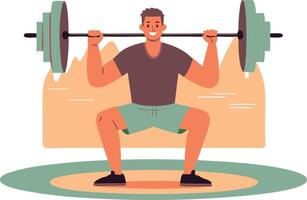 Man lifting weights in the gym, symbolizing fitness, strength, and dedication in illustration vector