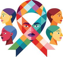 Colorful ribbon made of diverse faces symbolizing unity and awareness for global causes vector