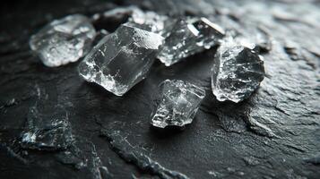 Raw lithium samples on a dark surface, highlighting the future photo