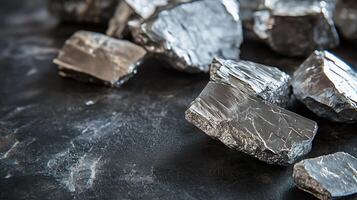 Raw lithium samples on a dark surface, highlighting the future photo