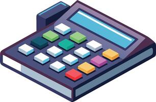 Isometric calculator with colorful buttons, technology and business finance tool vector