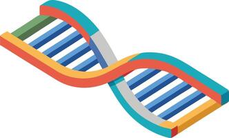 DNA double helix illustration in colorful isometric style for genetic science concept vector
