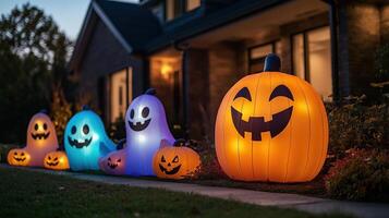Friendly Inflatable Halloween Decor, inflatable smiling pumpkins photo