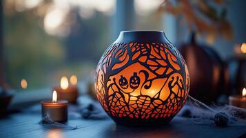 A scented oil diffuser with spooky designs photo