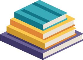 Stack of books in various colors, isometric education and study material illustration vector