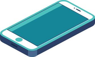 Isometric smartphone in blue with a blank screen, technology and mobile device illustration vector
