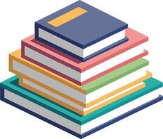 Stack of colorful books in isometric style, education and learning illustration vector