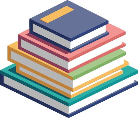 Stack of colorful books in isometric style, education and learning illustration