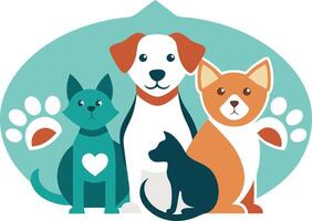 Cute illustration featuring three diverse dogs vector