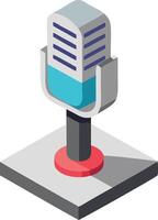 Classic microphone in isometric style, retro broadcasting and audio equipment illustration vector