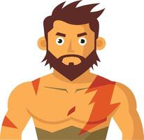 An illustration of a rugged male character with beard and scars vector