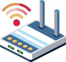 Isometric wireless router with WiFi signal, technology and internet concept illustration vector