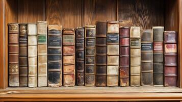 many books on a shelf in a library photo
