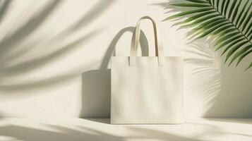 Blank mockup of a ecofriendly jute tote bag photo