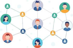 Illustration of a connected network of people representing teamwork, communication, and social interaction vector