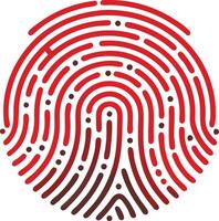 Red fingerprint illustration symbolizing digital identity, security, and biometric authentication vector