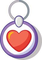 Heart pendant on a keychain, flat illustration symbolizing love and keepsake vector
