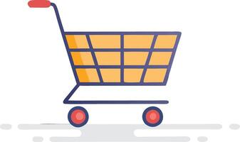 Empty shopping cart in a simple and minimalistic style, representing commerce, retail, and consumerism, isolated on a light background. vector