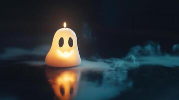 Ghost candle in the dark Halloween concept photo