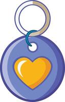 Heartshaped pendant hanging from keychain, flat illustration for love and keepsake concept vector