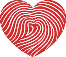 Heartshaped fingerprint, flat design symbolizing unique love and identity vector