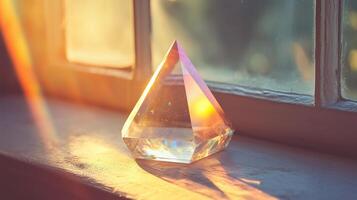 A Prism Capturing Light on a Windowsill photo