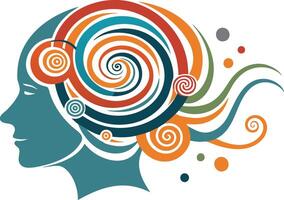 Abstract illustration of a colorful brain symbolizing mental processes, creativity, and imagination vector