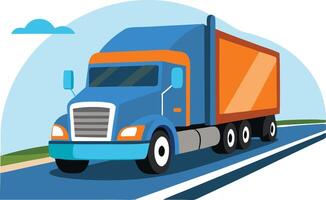 Illustration of a cargo truck on the road symbolizing transportation and logistics vector