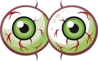Cartoonstyle illustration of a pair of green eyeballs with veins, symbolizing cartoon vision or expressive observation vector