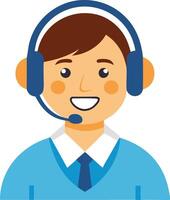 Smiling male customer service agent with a headset, symbolizing communication and professional assistance vector