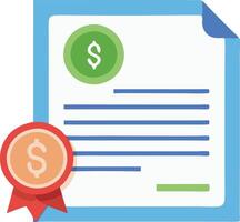Financial document with a seal and dollar symbols, representing money management, business contracts, and financial success in a simple design. vector